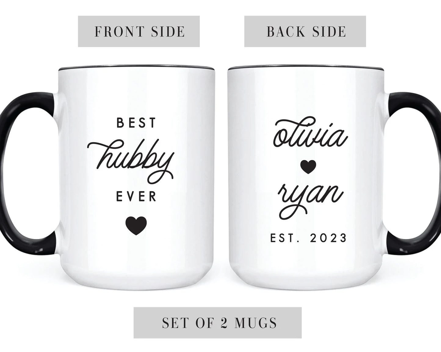 Gullei™ Hubby Wifey Personalized Coffee Mugs Set