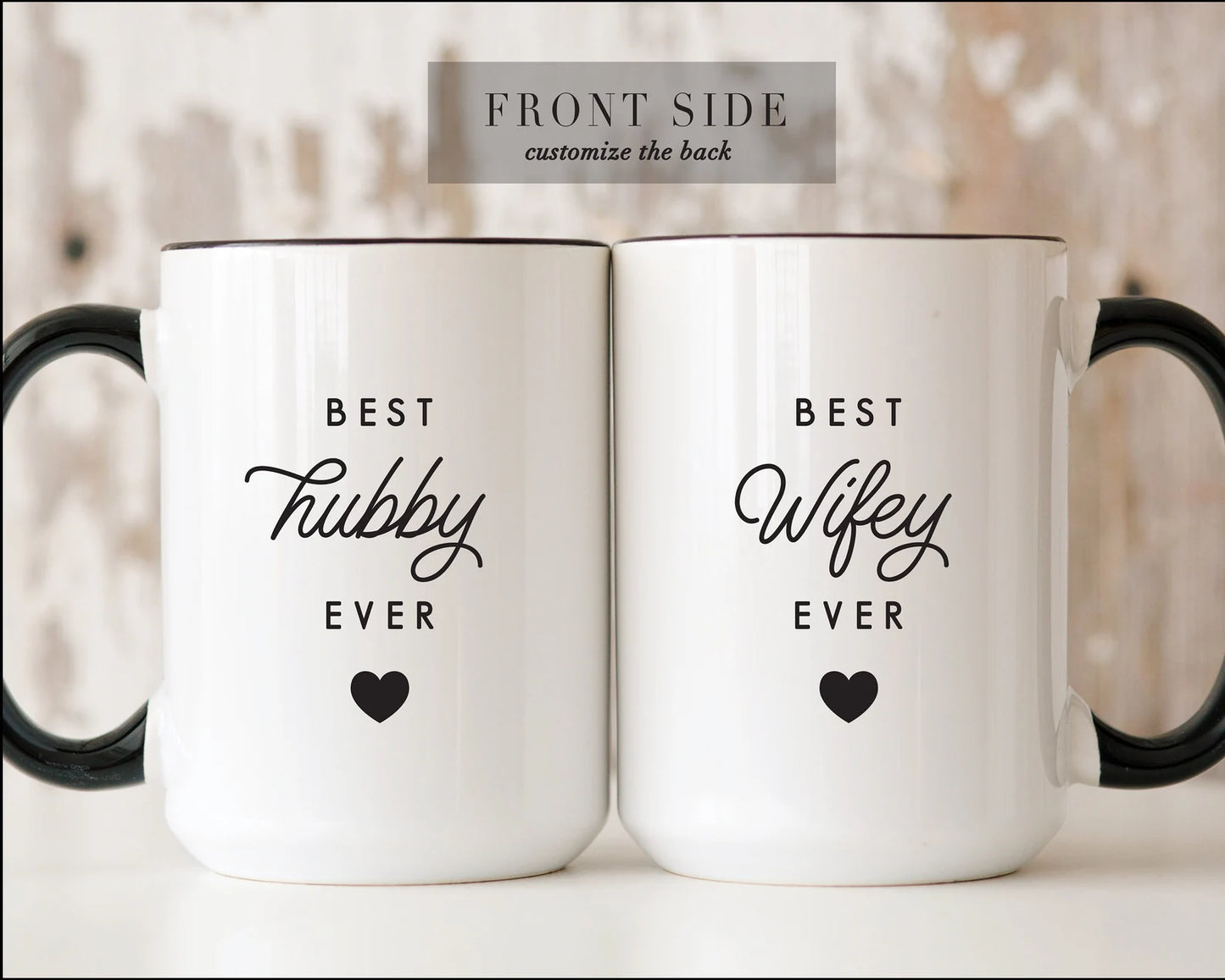 Gullei™ Hubby Wifey Personalized Coffee Mugs Set
