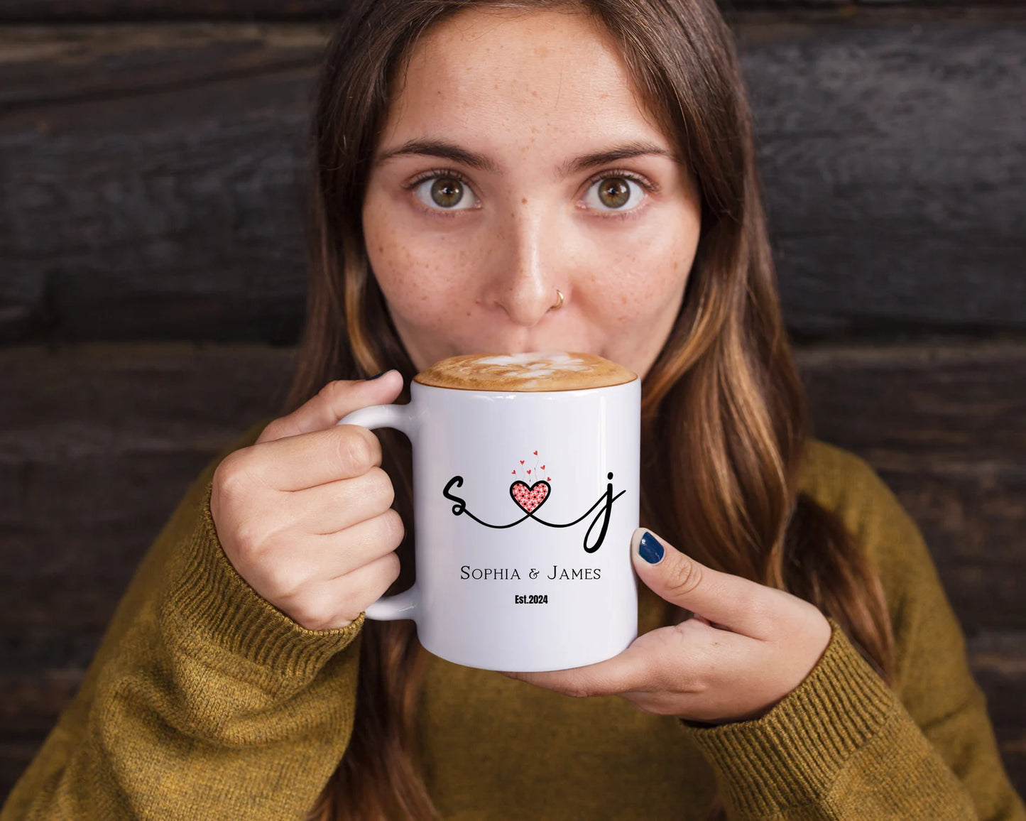 Gullei™ Name Initials Matching Coffee Mug Set
