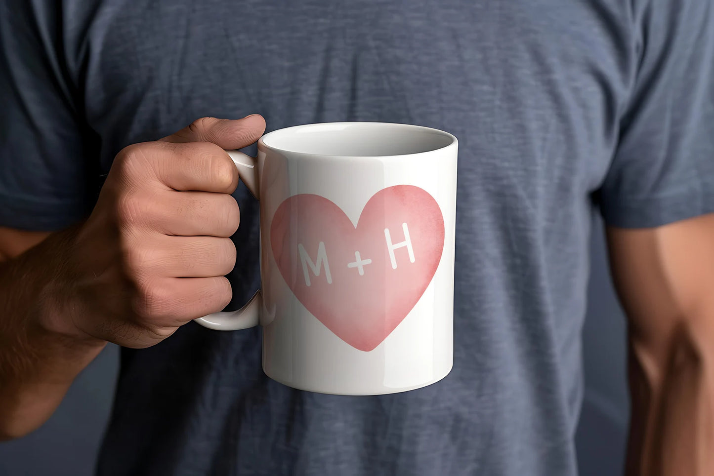 Gullei™ Name Initial Heart Couple Coffee Mugs Set