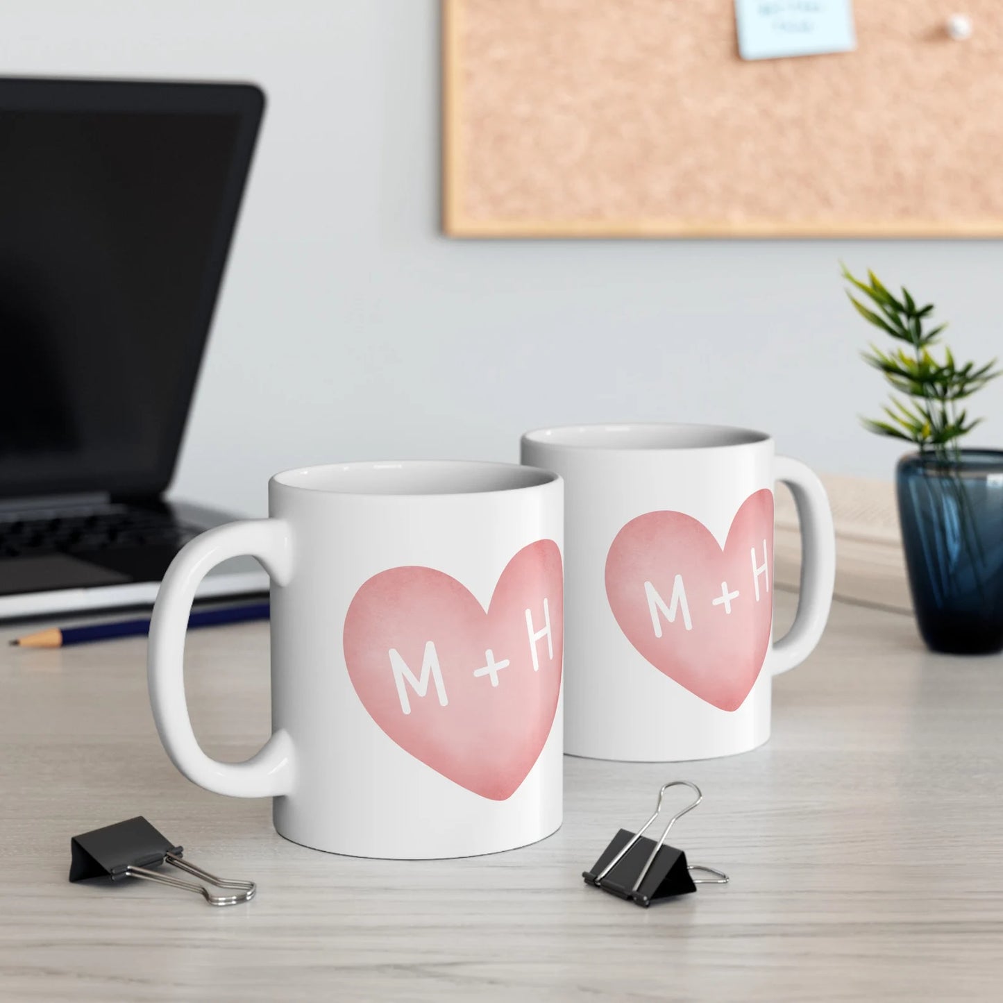 Gullei™ Name Initial Heart Couple Coffee Mugs Set