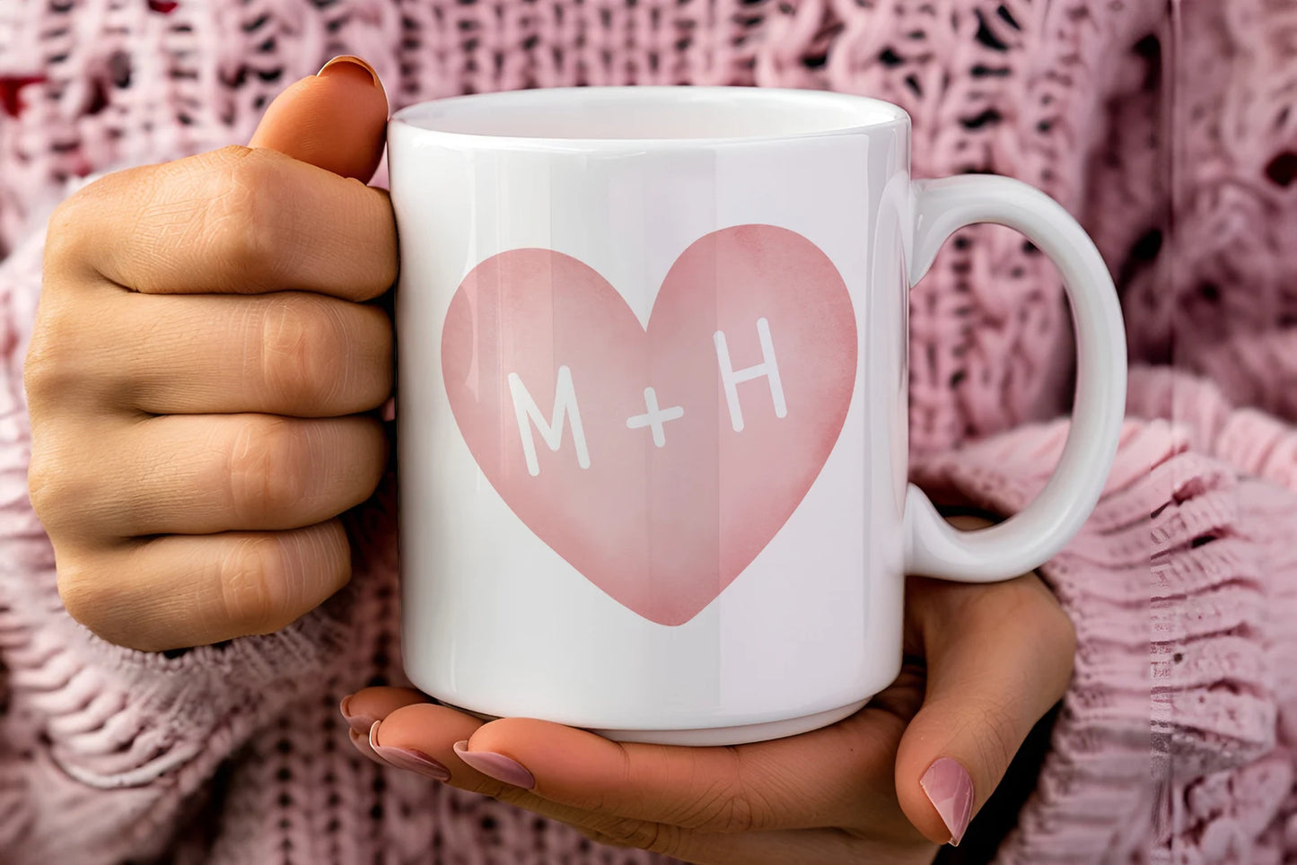 Gullei™ Name Initial Heart Couple Coffee Mugs Set