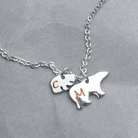 Custom Name Initial Mama Bear Necklace Gift for Mom