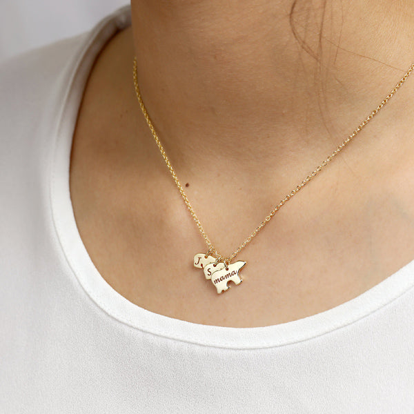 Custom Name Initial Mama Bear Necklace Gift for Mom