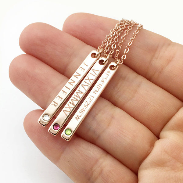 Custom Birthstone Name Plate Necklace Gift for Wife