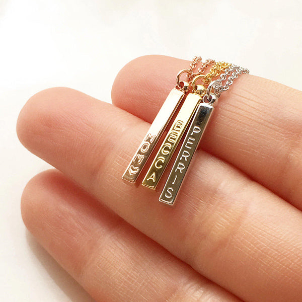 Custom Name Vertical Bar Necklace Gift for Women