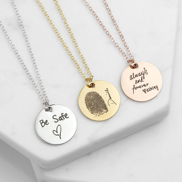 Fingerprint Handwriting Custom Name Necklace Wedding Gift
