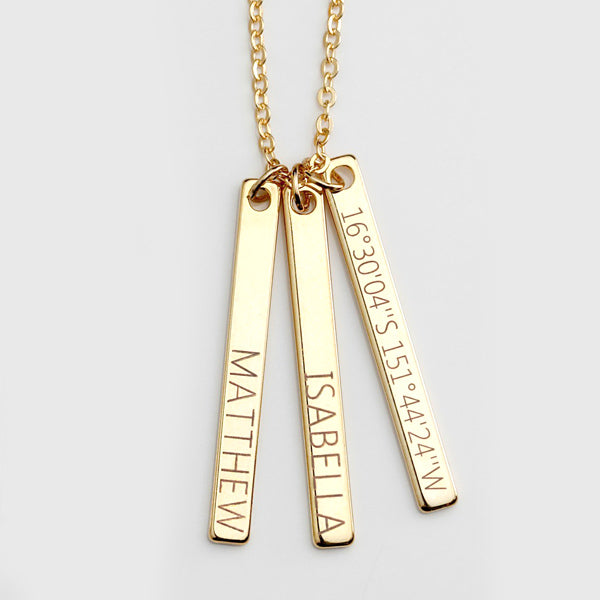 Name Engraved Bar Necklace Birthday Gift For Her