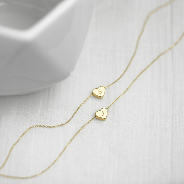 Heart Name Initial Dainty Necklace Birthday Gift for Her