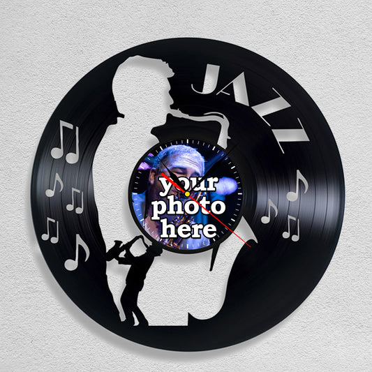 Custom Photo Vinyl Clock Gift for Jazz Lovers