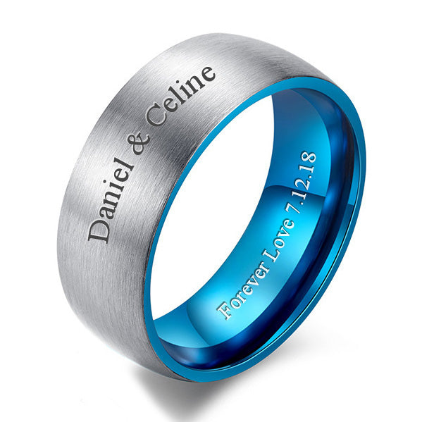 Personalized Promise Ring for Men 8mm Titanium