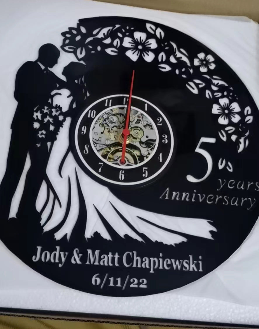 5th Anniversary Gift Vinyl Record Custom Clock