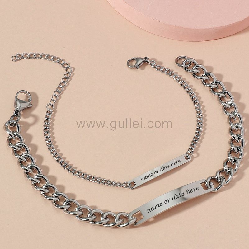 Personalized Couple Bracelets - Engraved Matching Set