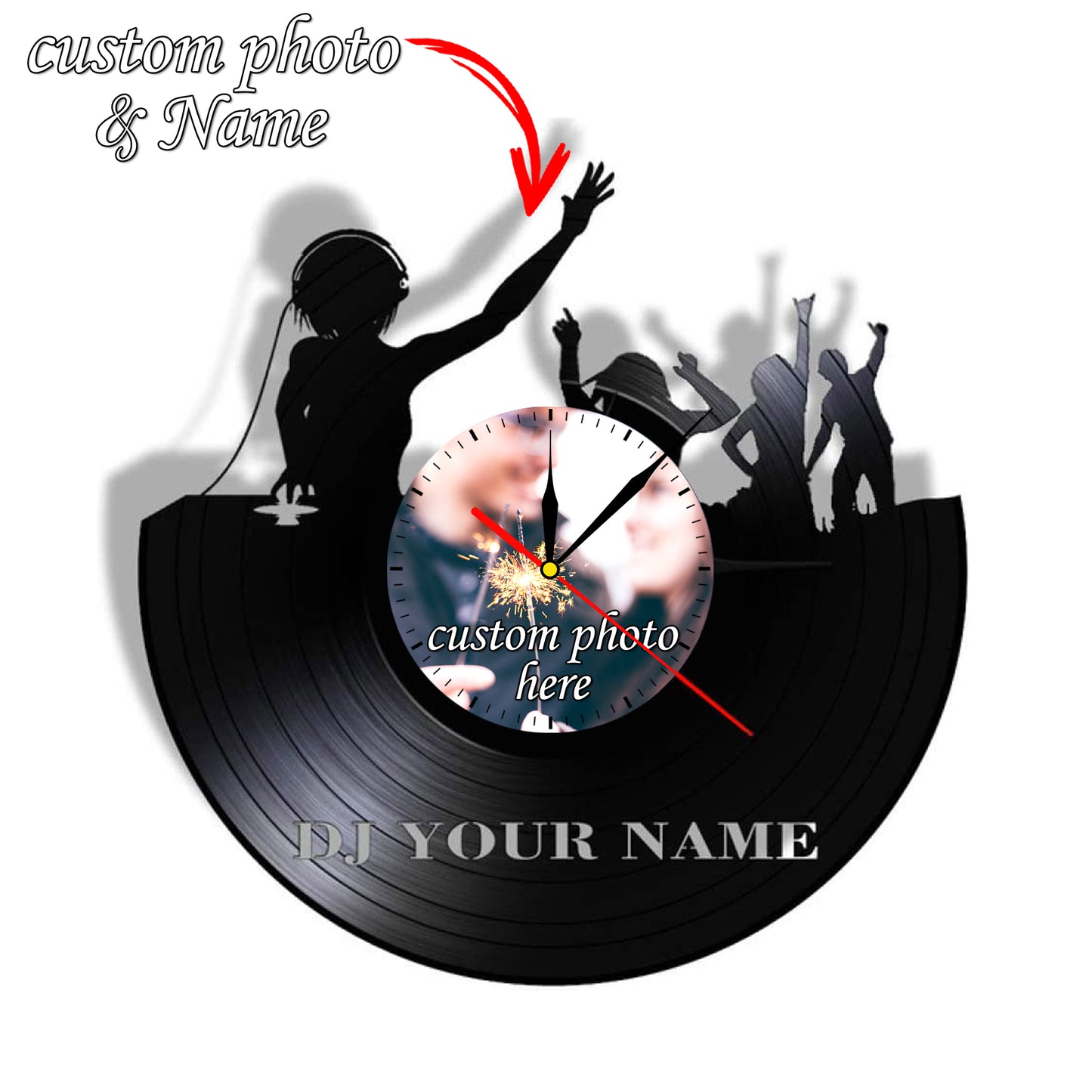 Custom Photo Female DJ Lp Wall Clock