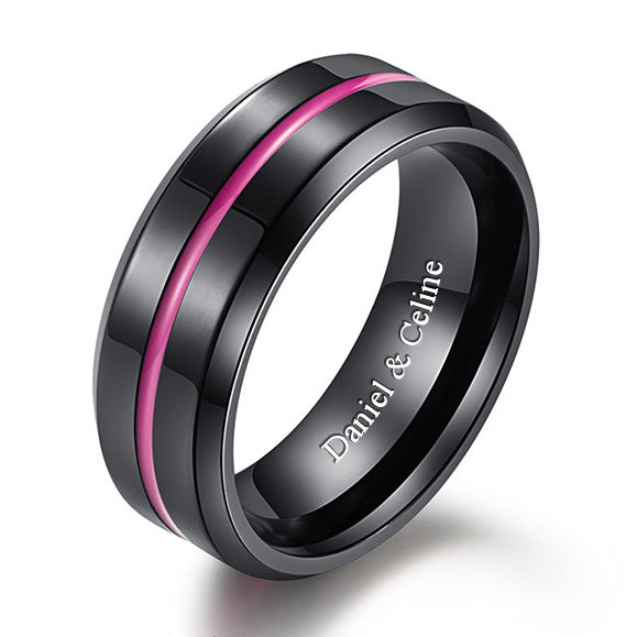 Personalized Black Wedding Band 8mm