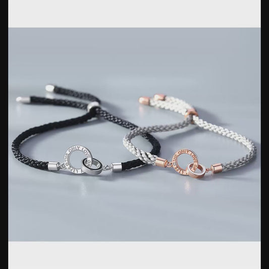 Matching Promise Mobius Couple Bracelets - Personalized Sterling Silver Gift Set
