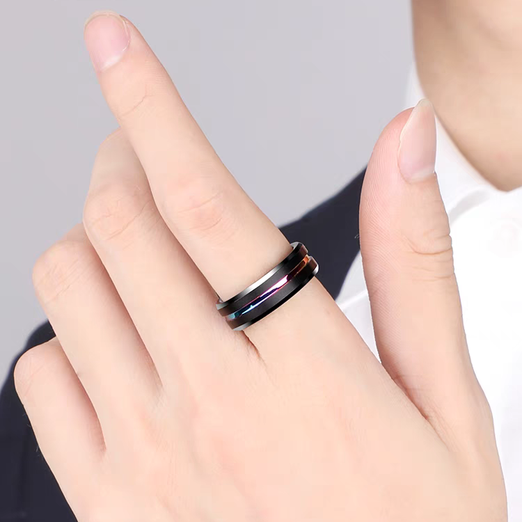 Mens Name Engraved Wedding Band Tungsten