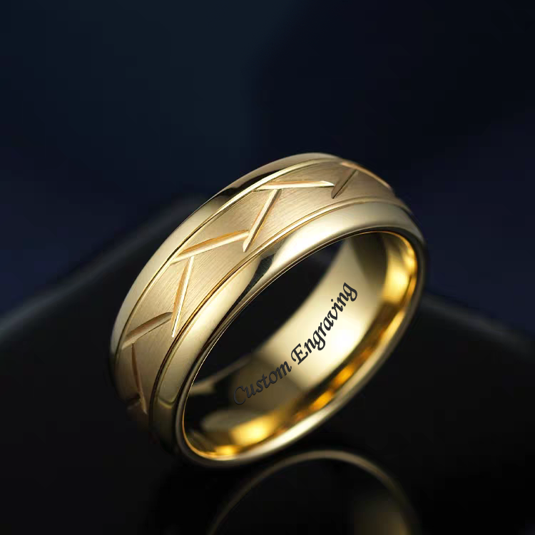 Engraved Unique Male Wedding Band Tungsten