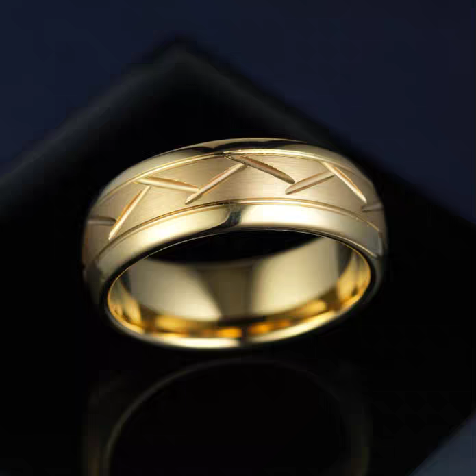 Engraved Unique Male Wedding Band Tungsten