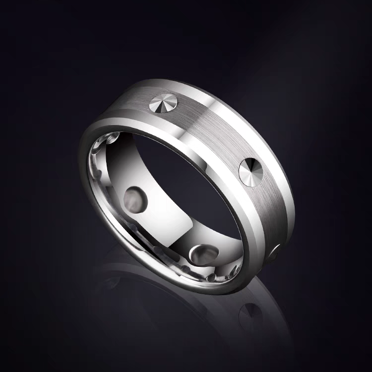 Male Wedding Band Tungsten Spiked Self Defense Ring