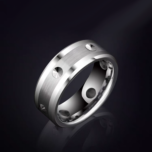 Male Wedding Band Tungsten Spiked Self Defense Ring