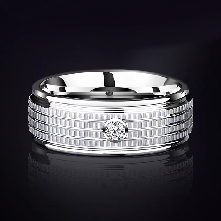 Unique Engraved Guys Wedding Band Tungsten