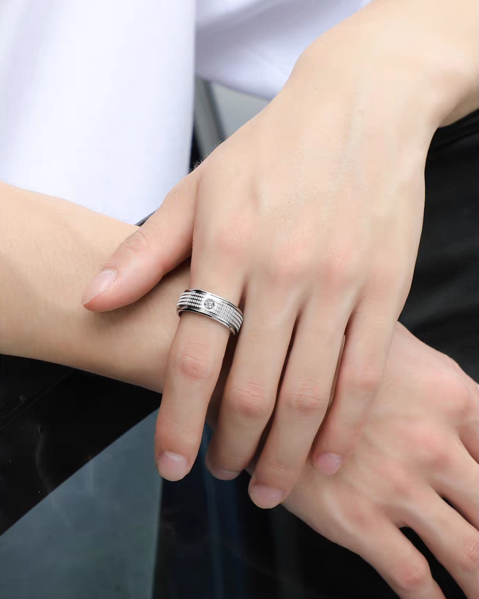 Unique Engraved Guys Wedding Band Tungsten