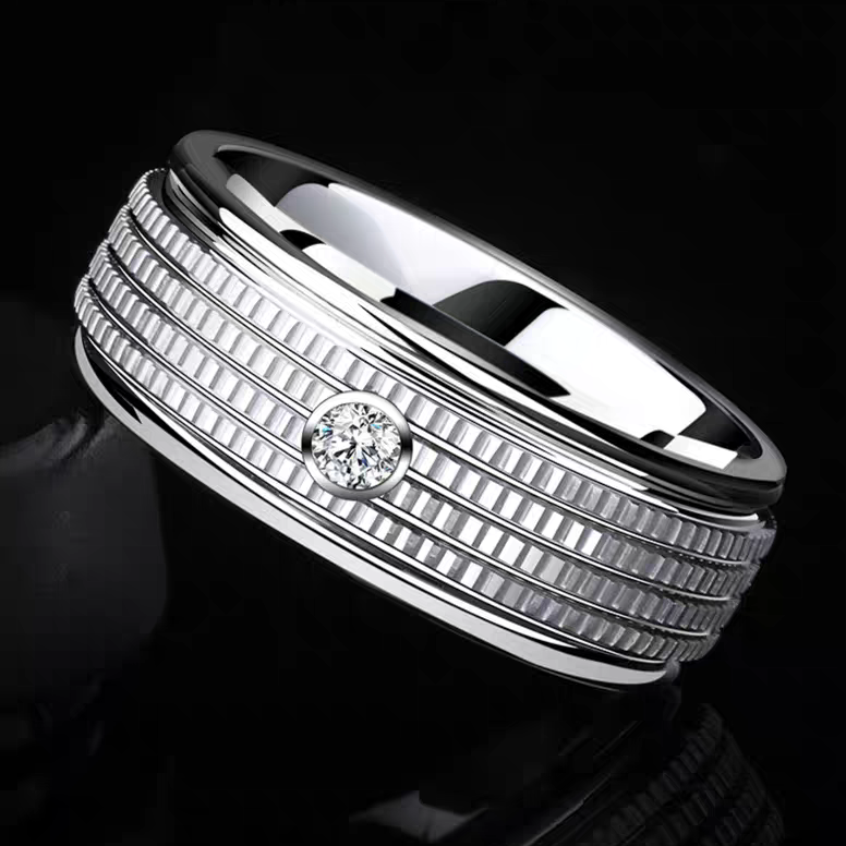 Unique Engraved Guys Wedding Band Tungsten