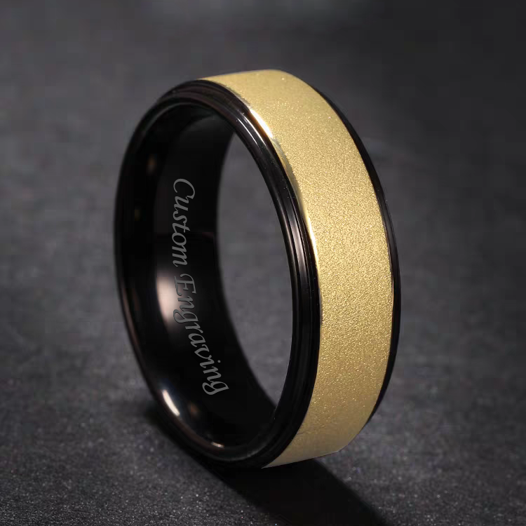 Engraved Marriage Band for Men Brushed Tungsten