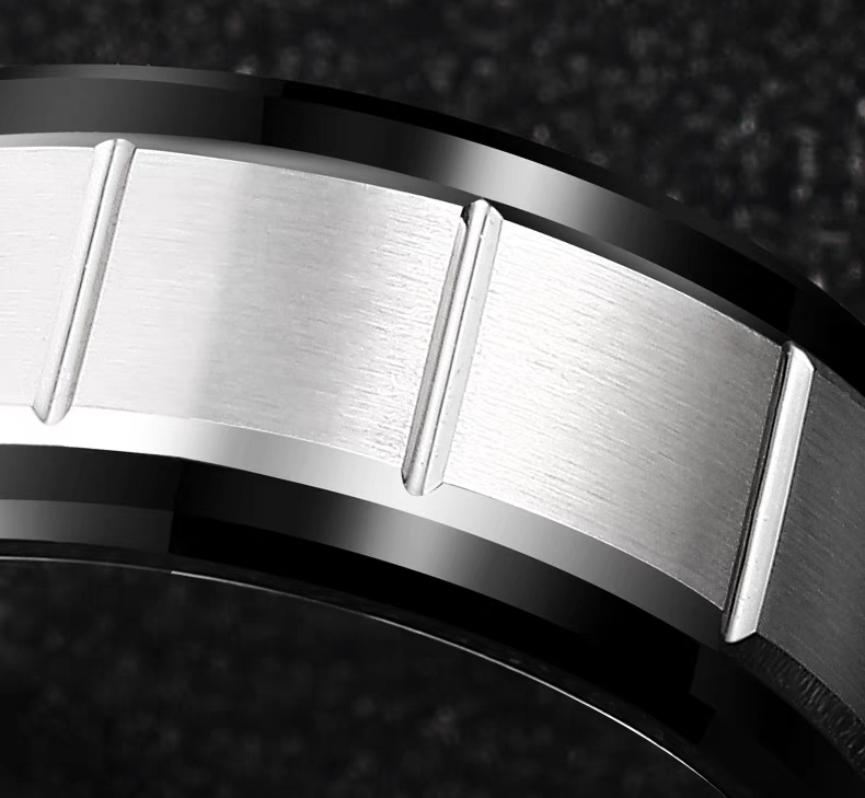 Tungsten Mens Wedding Band with Names Engraved