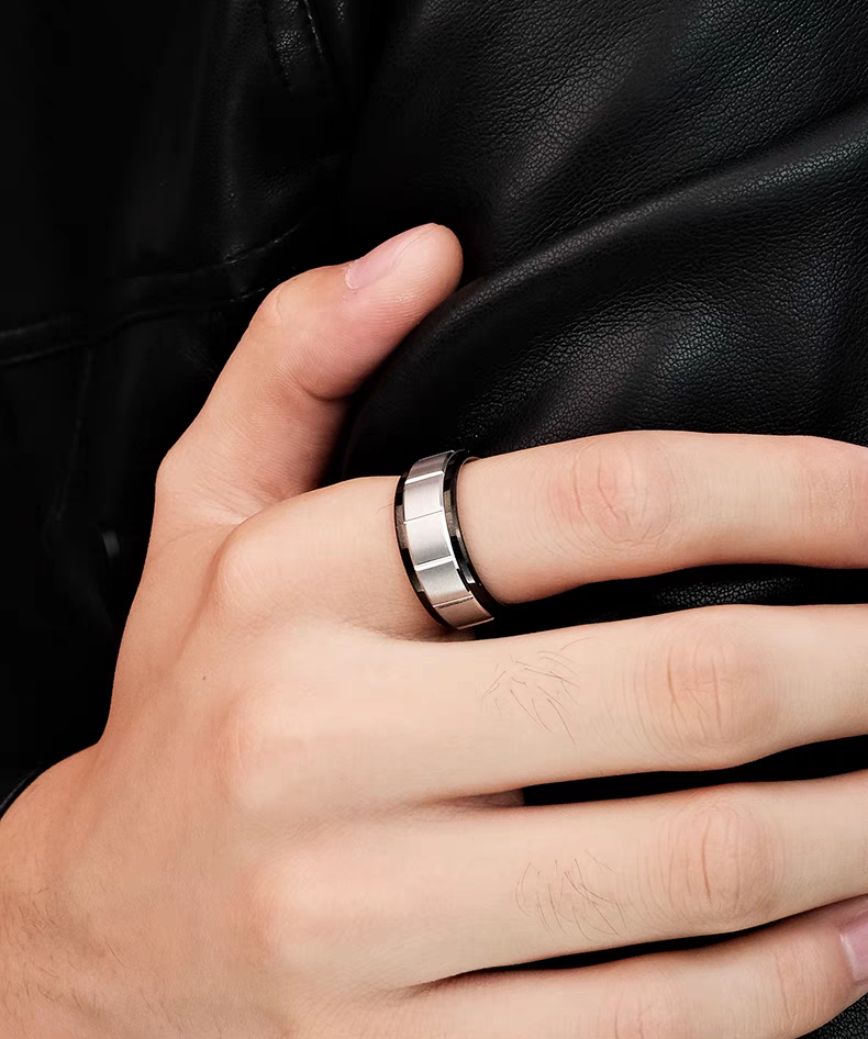 Tungsten Mens Wedding Band with Names Engraved
