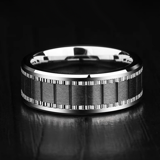 Engravable Manly Wedding Band for Guys Tungsten