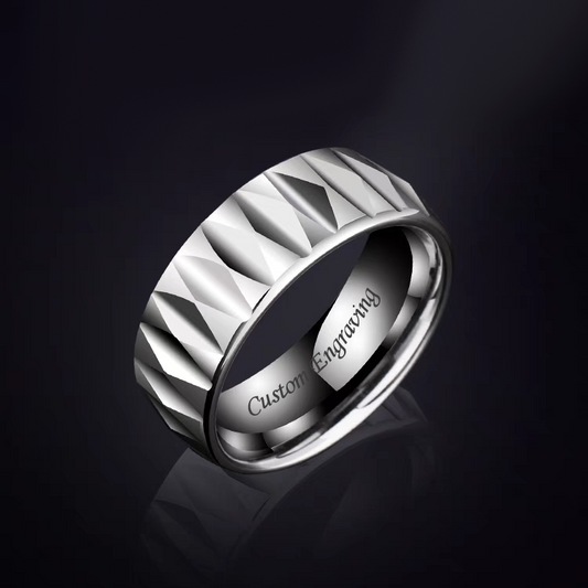 Unique Manly Wedding Band for Guys Tungsten Engravable