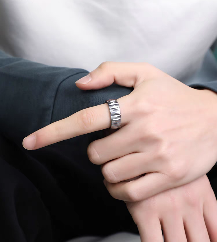 Unique Manly Wedding Band for Guys Tungsten Engravable