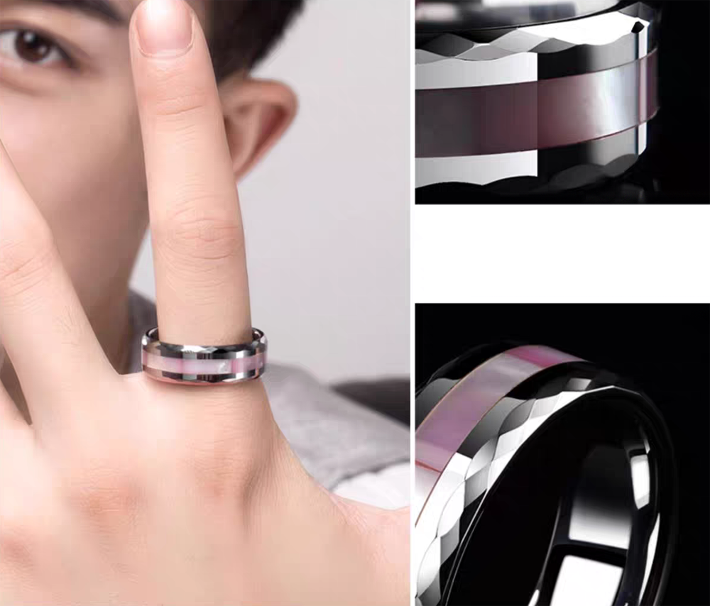 Mens Unique Marriage Band Tungsten Engravable