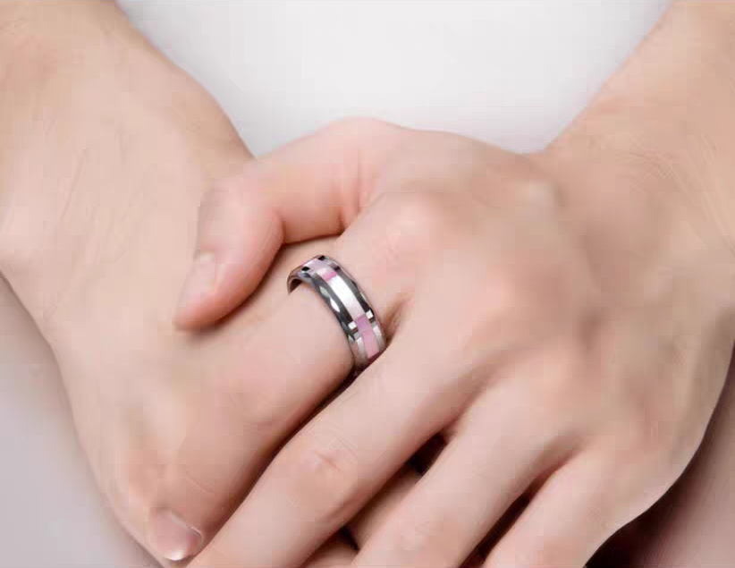Mens Unique Marriage Band Tungsten Engravable