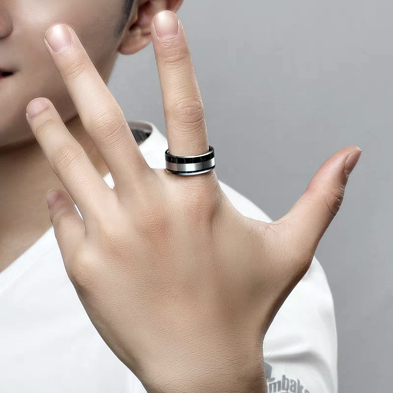 Mens Marriage Ring Brushed Tungsten Engravable