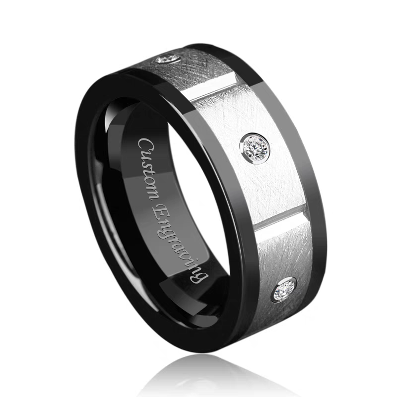 Mens Marriage Ring Tungsten Engravable Comfortfit