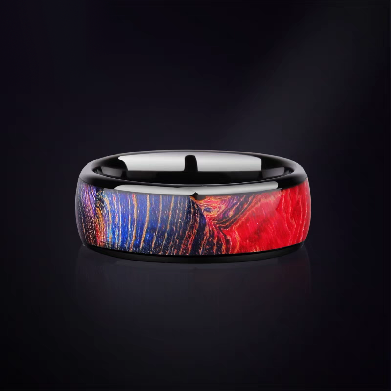 Engravable Mens Wedding Band Sandstone Tungsten