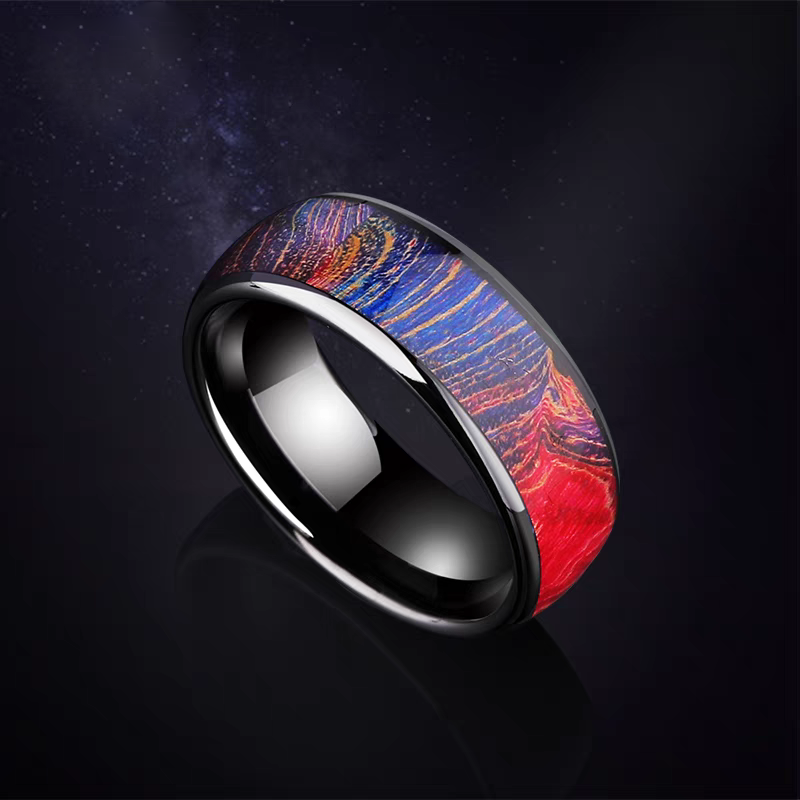 Engravable Mens Wedding Band Sandstone Tungsten