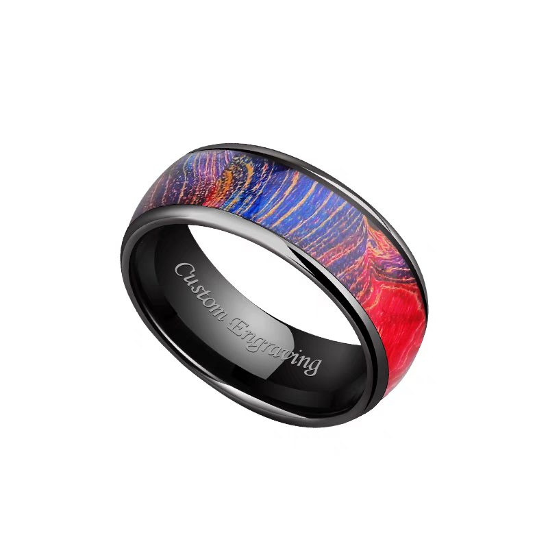 Engravable Mens Wedding Band Sandstone Tungsten