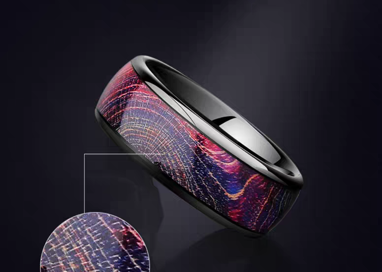 Engravable Mens Wedding Band Sandstone Tungsten