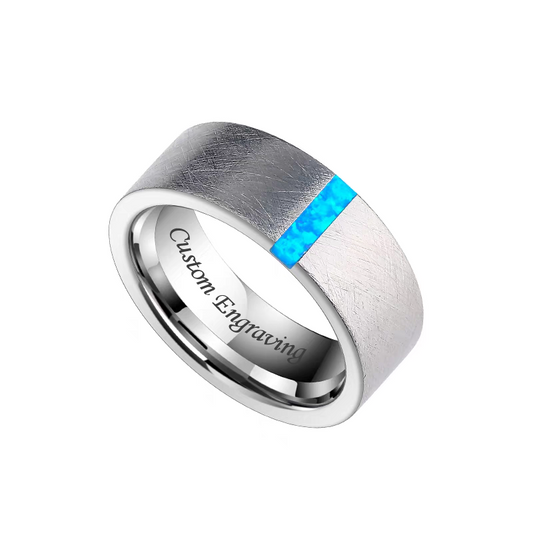 Mens Wedding Band Brushed Tungsten Engravable