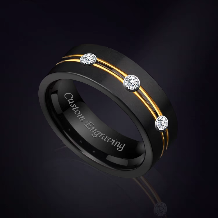 Unique Mens Wedding Band Tungsten Engravable
