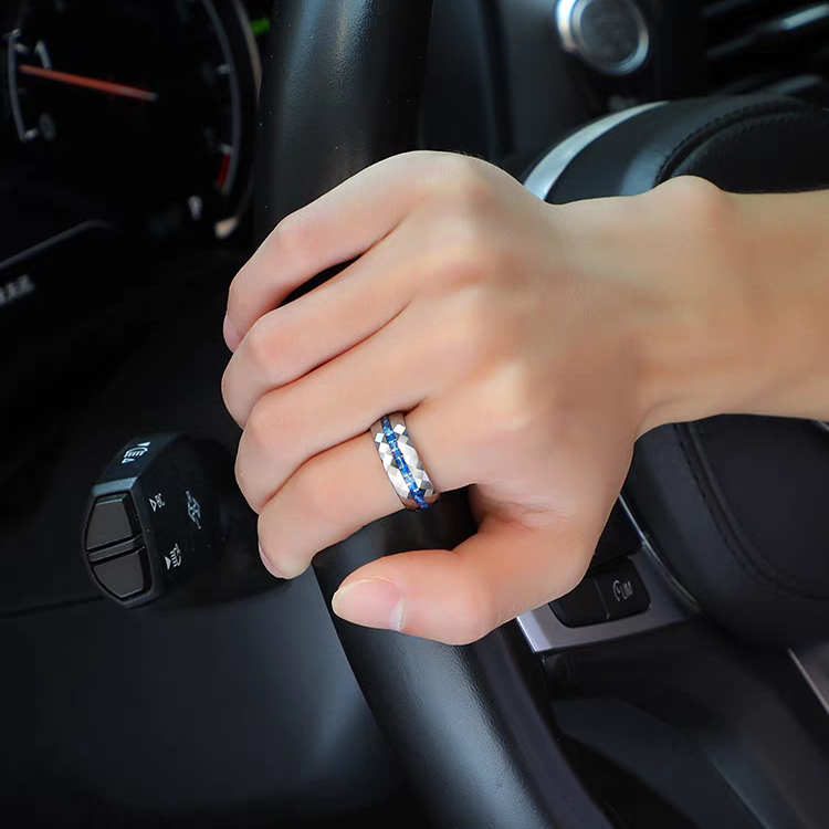Unique Guys Wedding Ring Tungsten Engravable