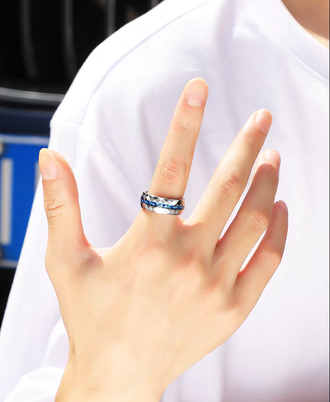 Unique Guys Wedding Ring Tungsten Engravable