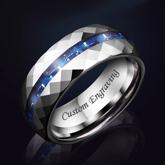Unique Guys Wedding Ring Tungsten Engravable