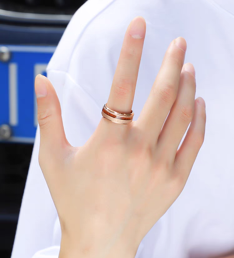 Mens Marriage Ring Tungsten Acacia Stone Engravable