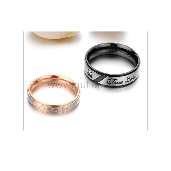 True Love Promise Couple Rings Set for Two Titanium