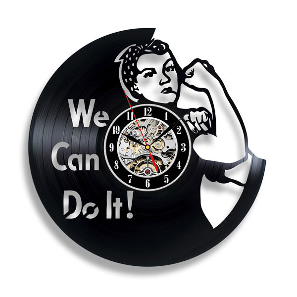 Womens Power Gift for Her Vinyl Record Clock Gullei.com
